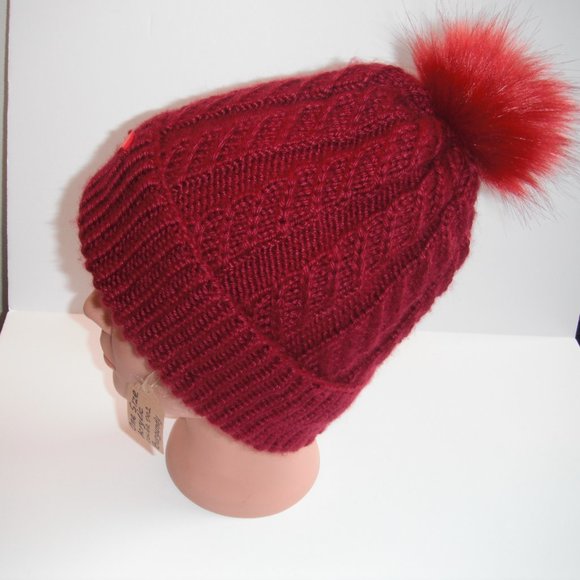 Hand Knitted Hat Toque One Size Acrylic Burgundy-002 Hand knit by me - Picture 2 of 12